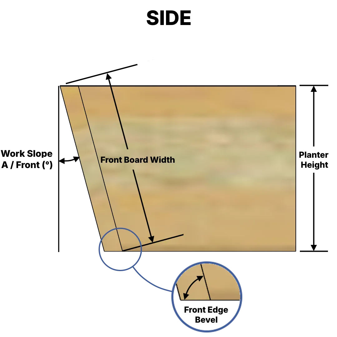 2d technical illustration with the front view of the window planter